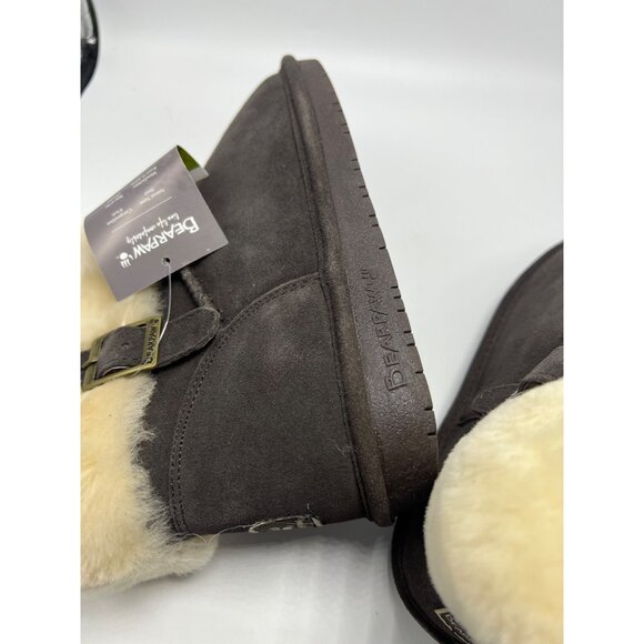 New! Bearpaw Abby Youth Chocolate Boots Size 5 M With Faux Fur Collar & Adjustab - Picture 6 of 9